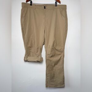 Prana Khaki Women's Halle Climbing Pant Plus Size 22W Rolled Snap Hem Outdoor